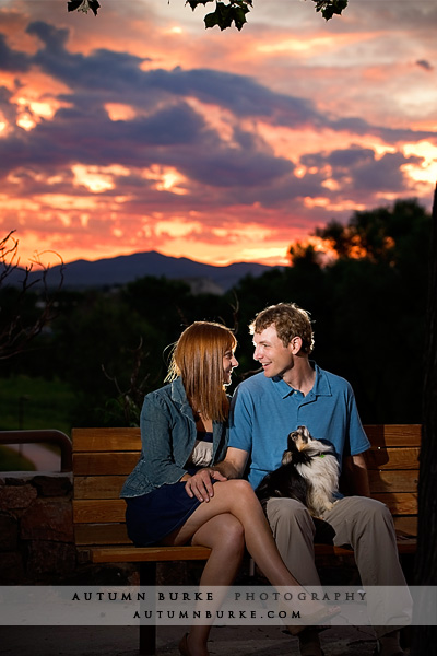 denver colorado engagement sunset dog