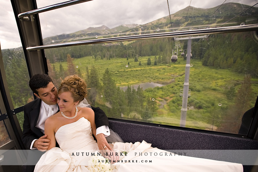 mountain wedding colorado bride groom gondola breckenridge