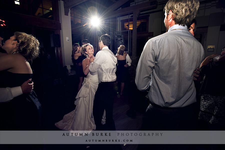 colorado mountain wedding reception bride groom dance floor