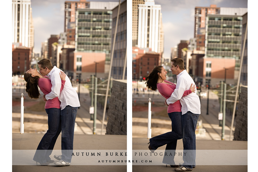 downtown denver colorado lodo milennium bridge engagement session