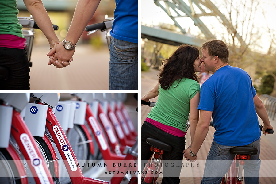 downtown denver b cycle wedding engagement portrait session