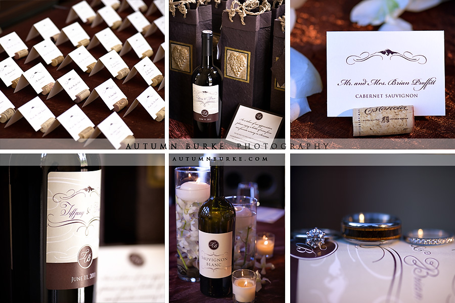 colorado mountain wedding details wine bottle table settings and favors