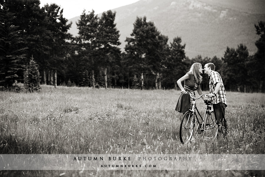 evergreen colorado mountain wedding engagement cruiser bike bicycle