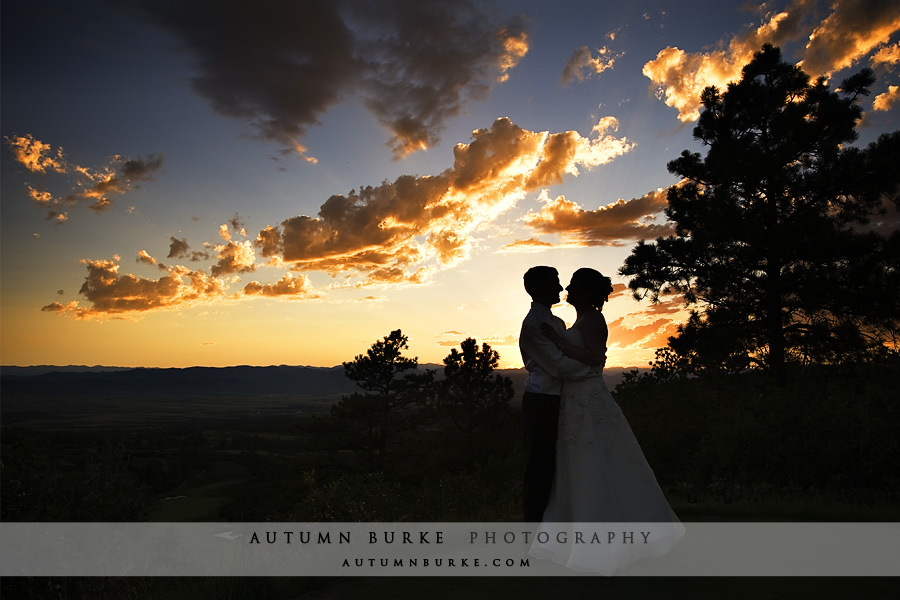 the sanctuary sedalia colorado wedding sunset silhouette