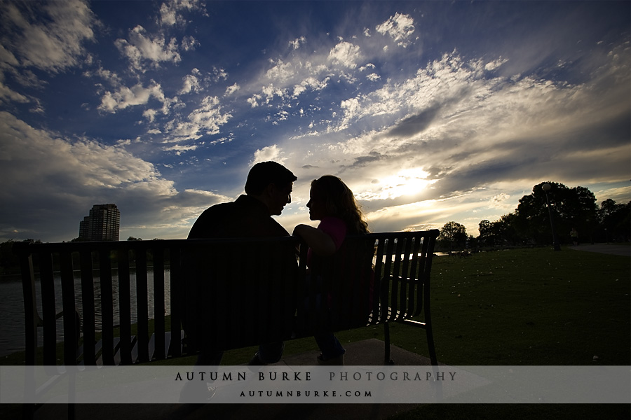 city park skyline denver sunset engagement session