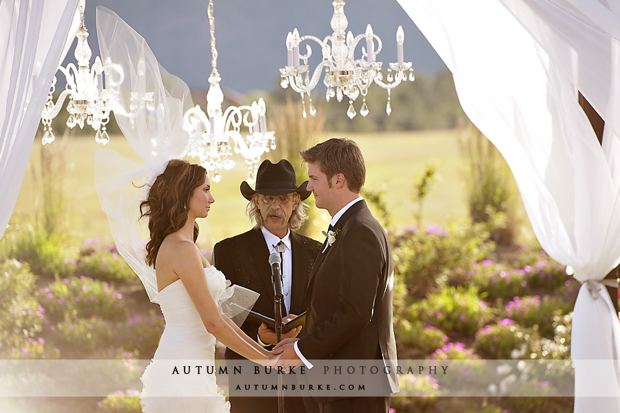 during the wedding ceremony larkspur colorado crooked willow outdoor wedding
