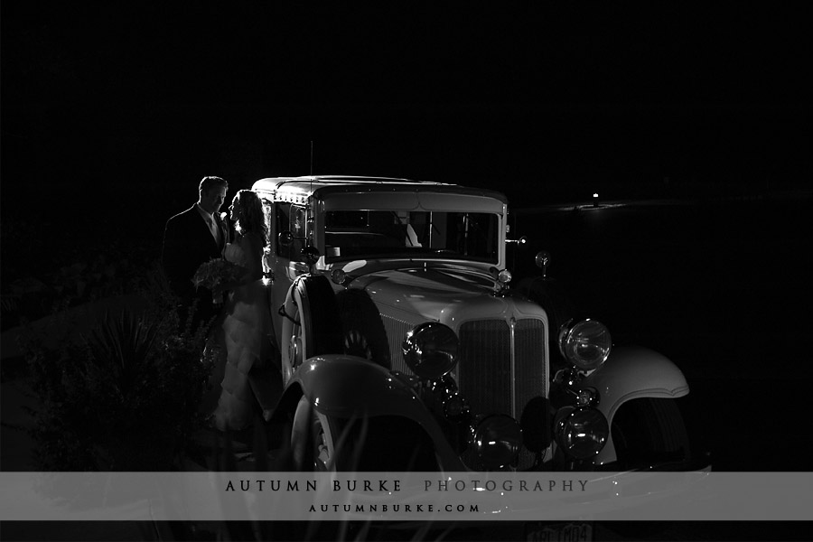 arrowhead colorado wedding vintage rollsroyce bride groom night