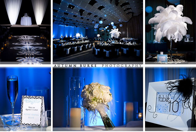 I love the damask gobo along the aisle and the feathers and the lighting and