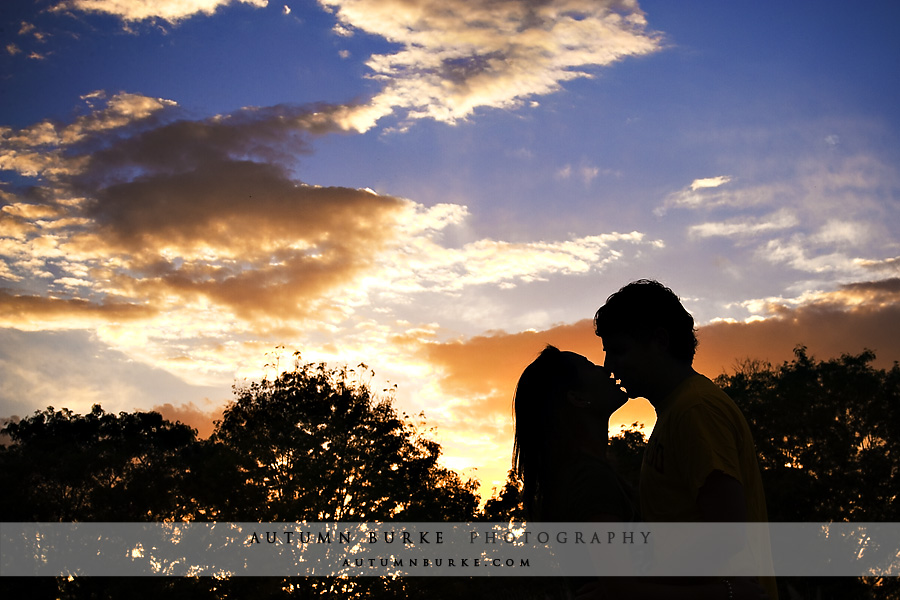 denver wedding engagement session wash park colorado sunset silhouette