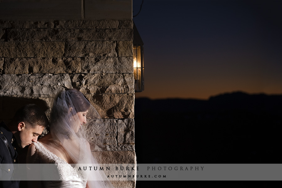 colorado wedding at the sanctuary in sedalia bride groom sunset dramatic light