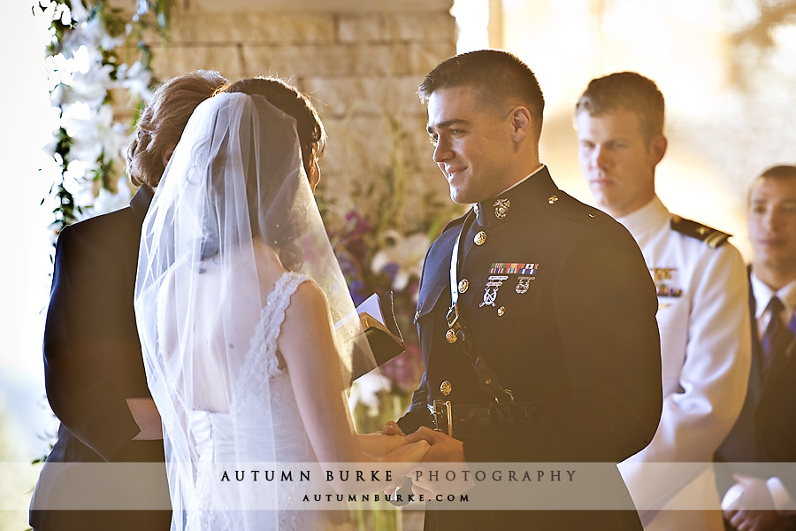 sanctuary golf colorado wedding ceremony groom marine