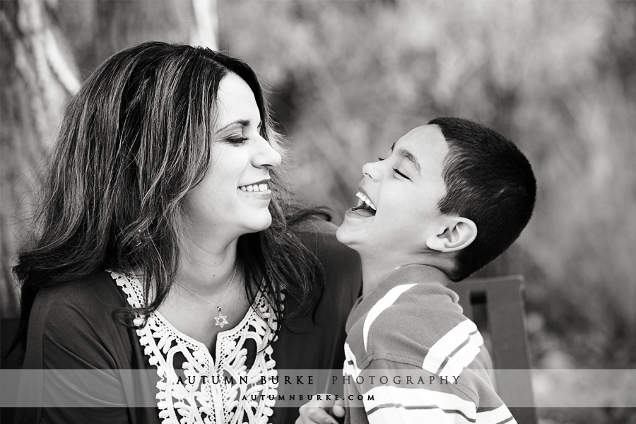 denver colorado family portrait mom son laughing