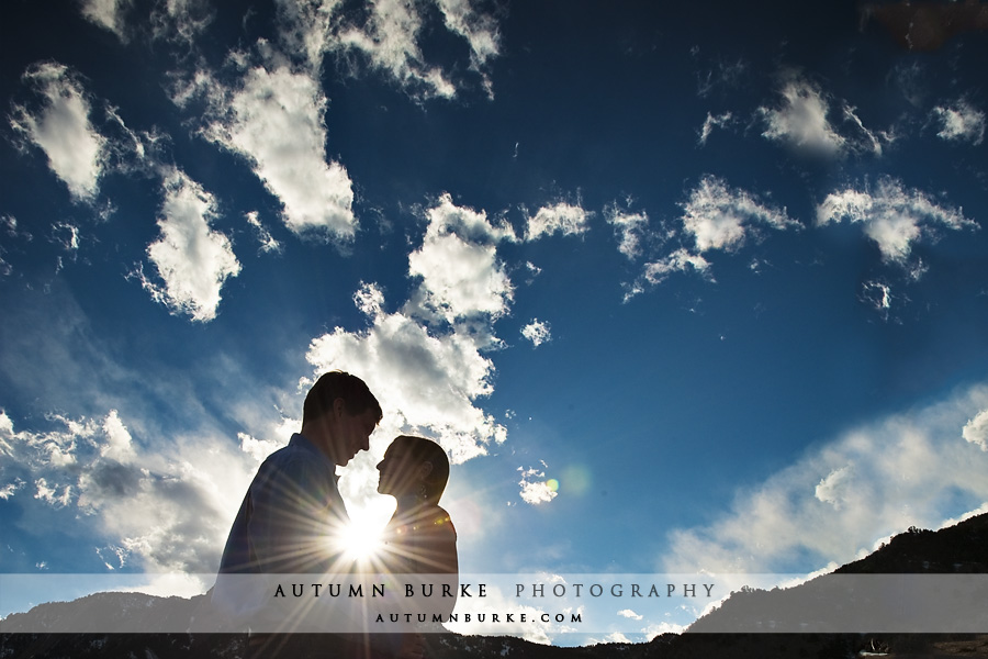 bluebird sky colorado sunburst engagement portrait session boulder