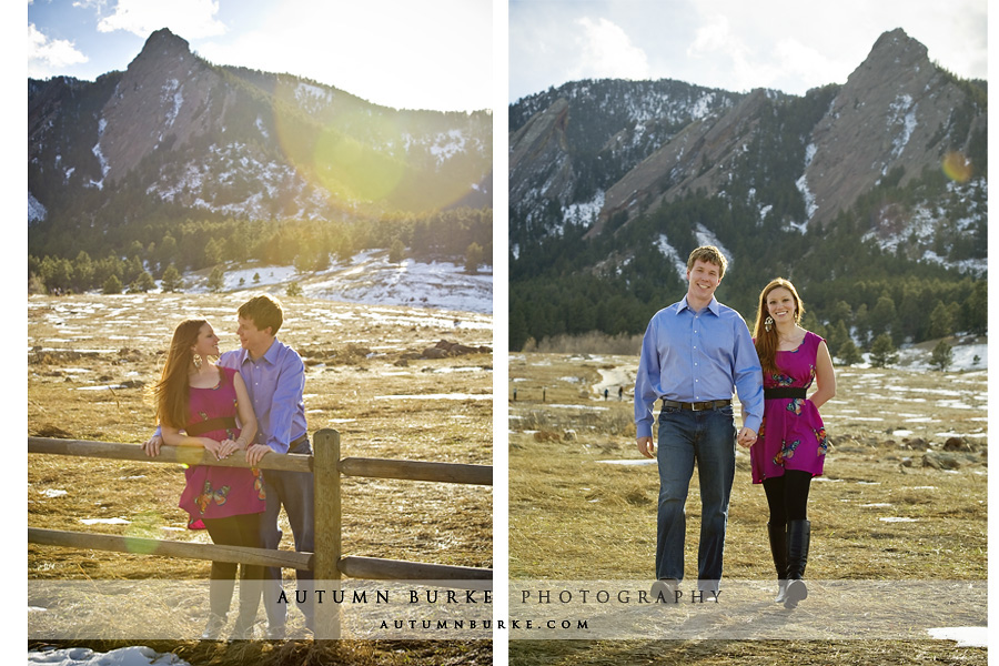 flatirons boulder chautauqua colorado mountains foothills winter snow engagement portrait session