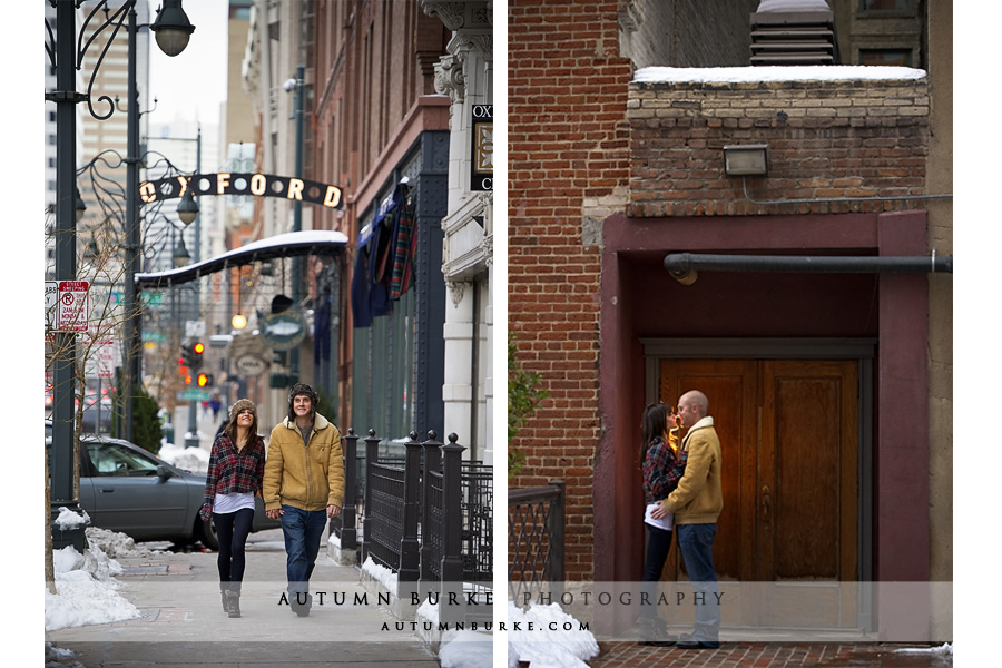 downtown denver colorado urban winter wedding engagement portrait