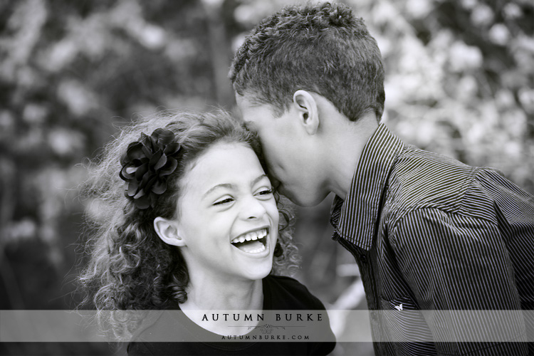 denver colorado childrens kids portrait session brother sister family laughter giggles