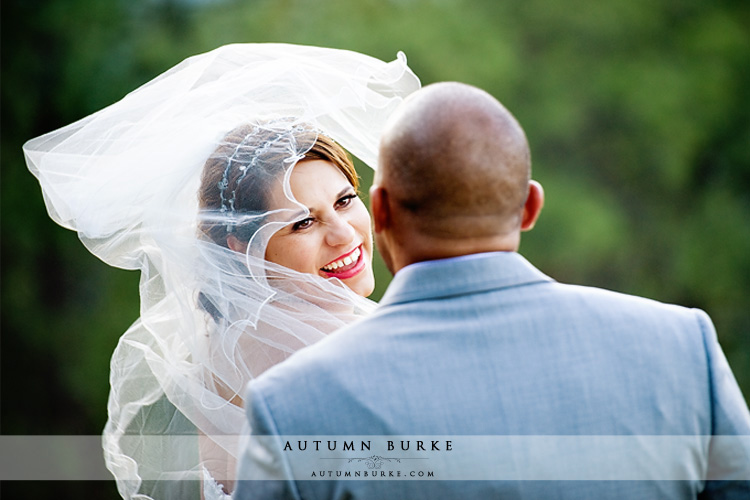 colorado wedding ceremony windy veil bride and groom love and joy