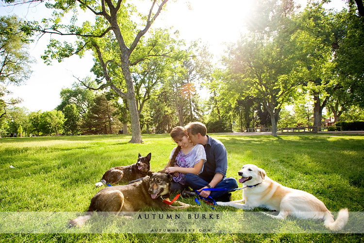 engagement denver colorado washington park portrait with dogs