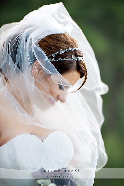 colorado country club wedding bride portrait veil