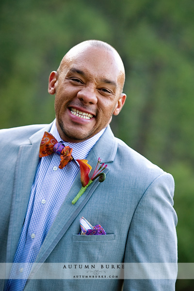 mt vernon country club wedding colorado groom with bowtie