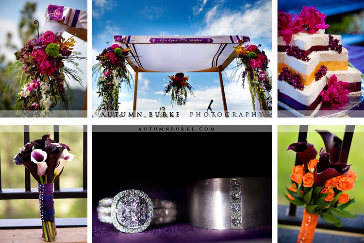 rings chuppah bouquet colorado wedding details purple orange