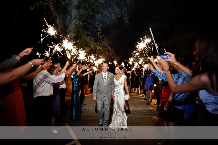 denver country club wedding colorado sparkler departure bride groom