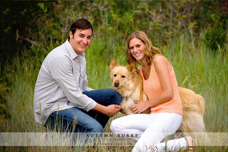 denver colorado wedding engagement couple with dog