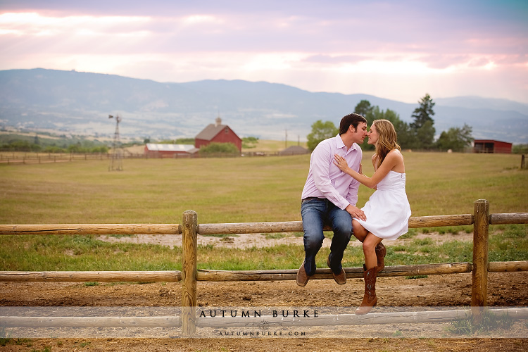 outdoorsy rustic engagement session colorado barn sunset