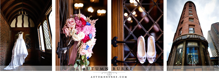 brown palace hotel denver wedding details shoes wedding dress floral bouquet 