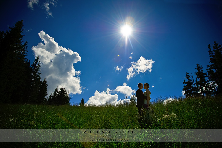 beaver creek wedding deck colorado ceremony bride groom bluebird sky