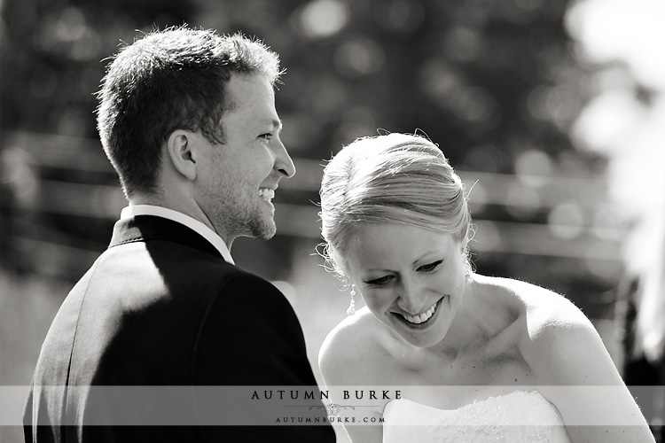 bride and groom laughter beaver creek colorado wedding ceremony