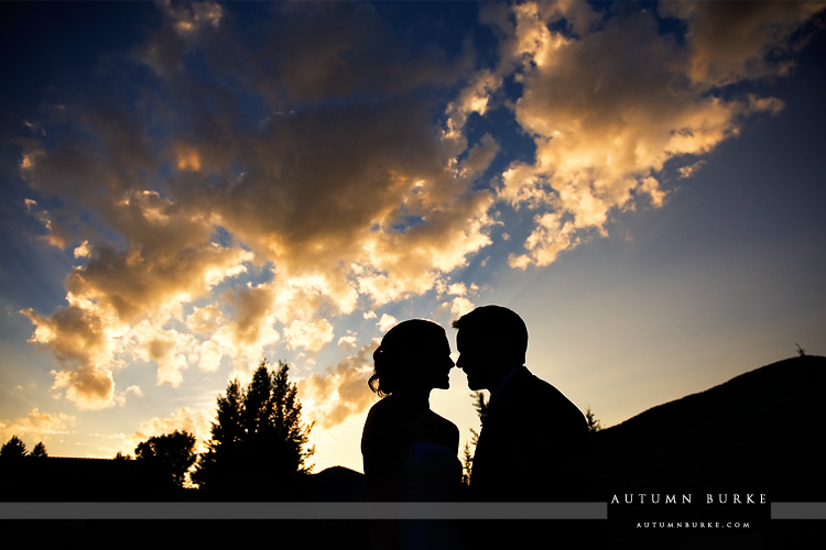 vail wedding deck mountain ceremony bride groom silhouette