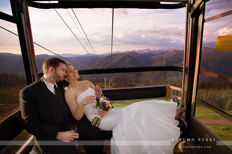 vail colorado ski slope wedding deck bride groom mountains gondola