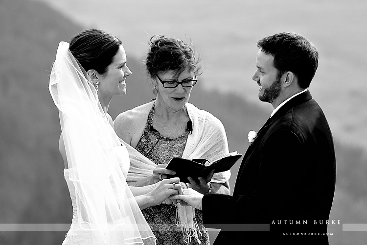 ring exchange vows vail colorado mountain wedding deck ceremony 