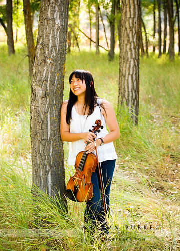 outdoors senior portrait colorado rustic field viola violin instrument