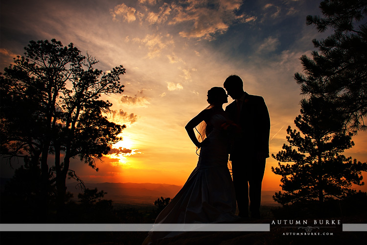 sanctuary golf club wedding sedalia colorado sunset bride and groom