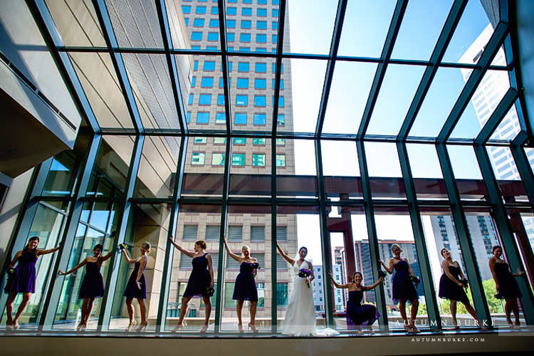 urban downtown denver westin wedding bride and bridesmaids