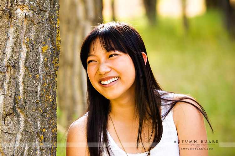 laughing portrait high school senior colorado outdoors