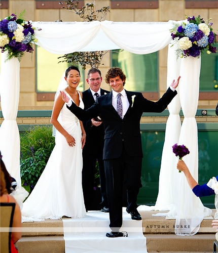 mazel tov downtown denver wedding ceremony chuppah breaking glass