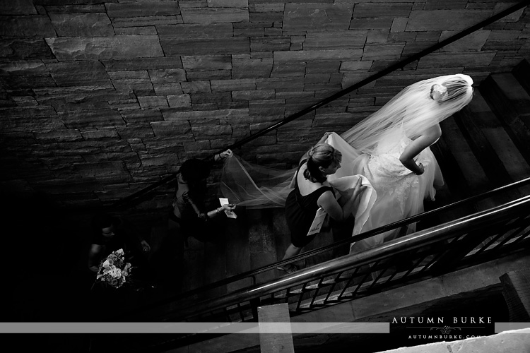 the sanctuary golf club wedding colorado bride staircase