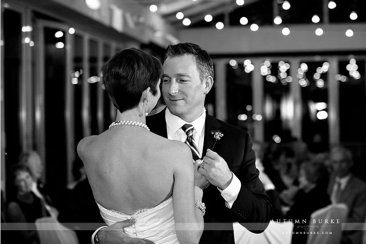 classic black and white bride and groom first dance sonnenalp vail wedding