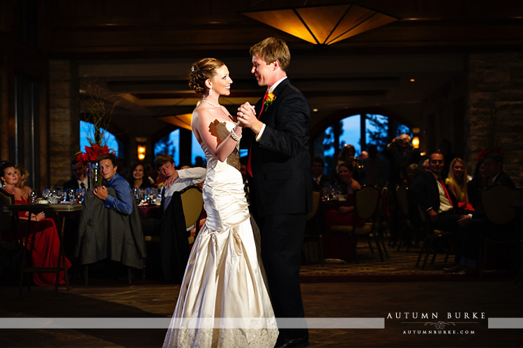 sanctuary golf club wedding sedalia colorado bride and groom first dance