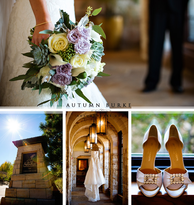 the sanctuary sedalia colorado wedding day details bridal bouquet bride gown shoes 