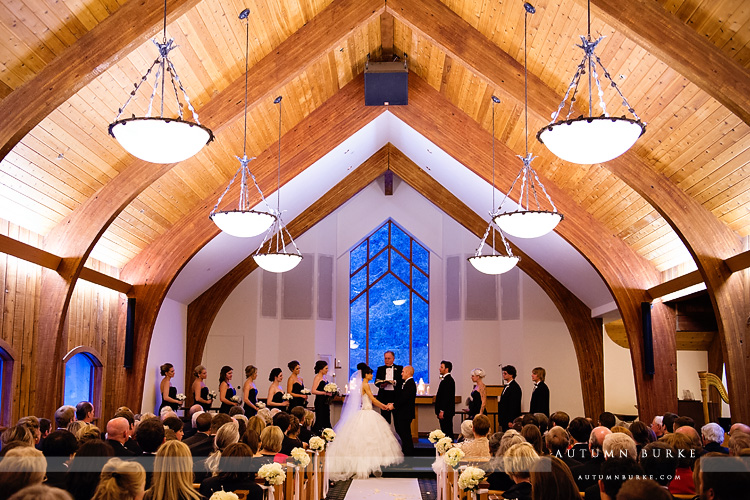 vail chapel winter wedding ceremony colorado