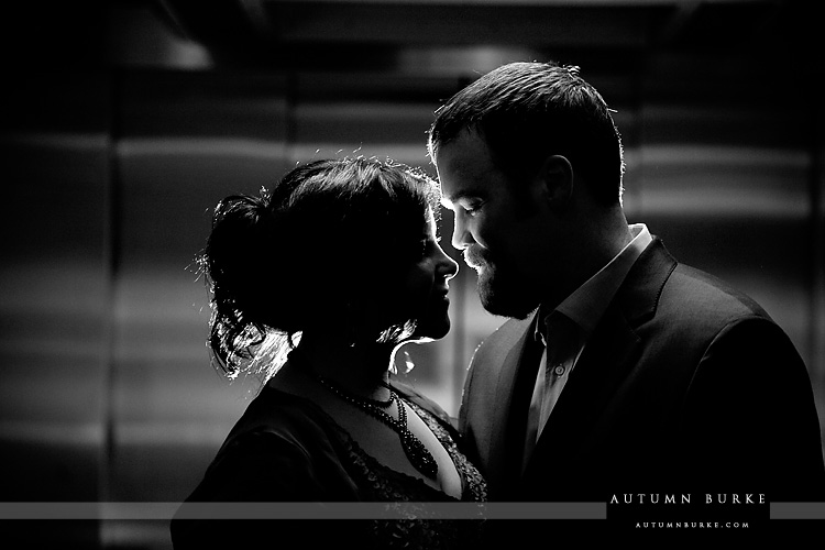 silhouette bride and groom black and white