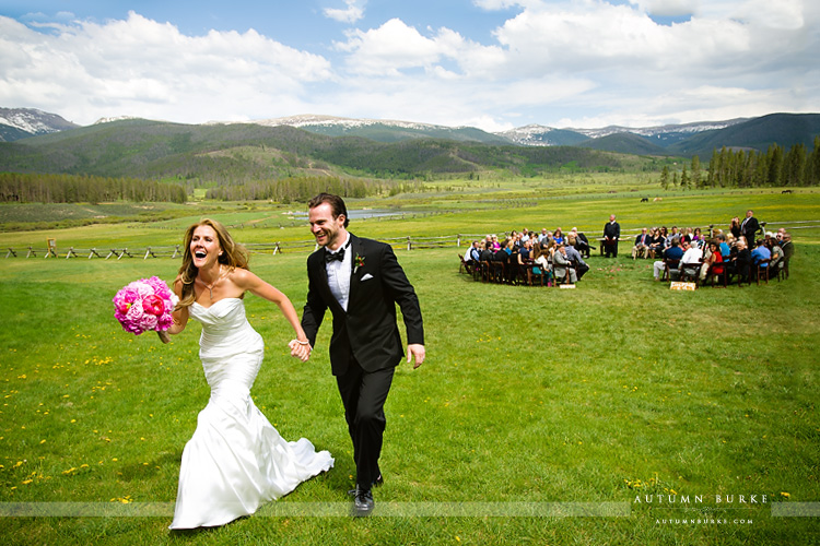 just married devils thumb ranch wedding ceremony couple