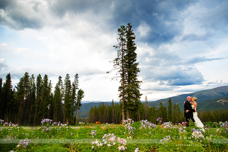 colorado mountain wedding ten mile station bride and groom wildflowers