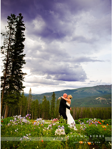 wildflowers and mountains ten mile station wedding breckenridge colorado bride and groom