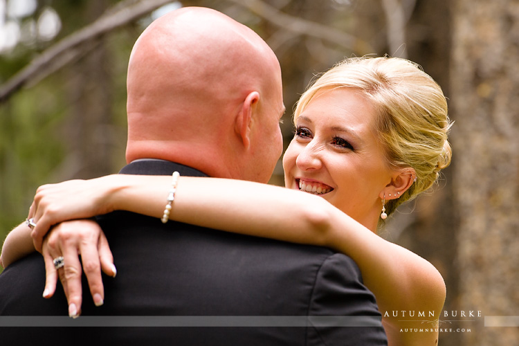 breckenridge colorado mountain wedding first look bride and groom ten mile station