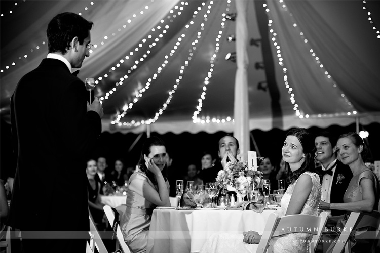 groom toasts bride at wedding denver country club colorado